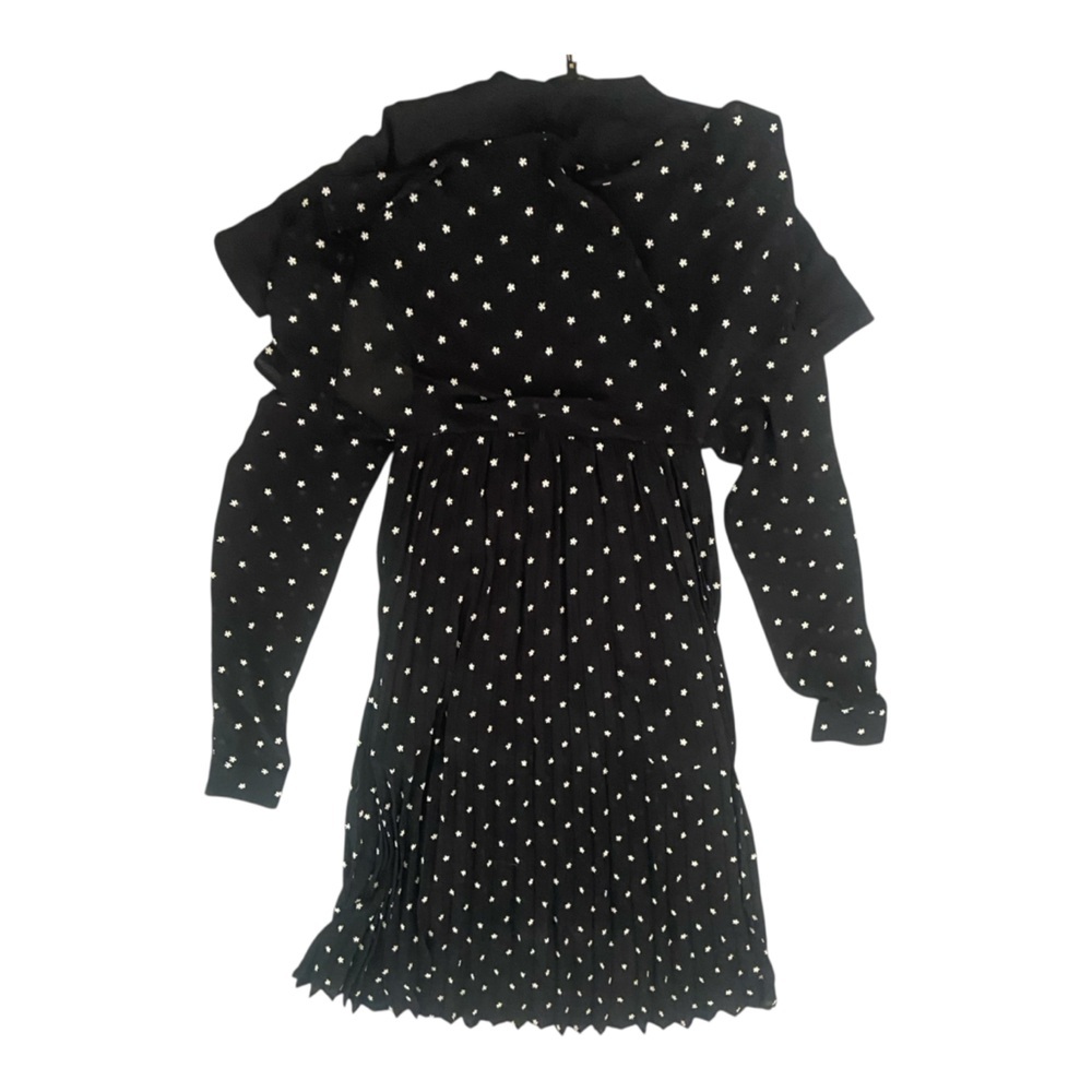 Maje Rivoli Micro-Floral Embroidered Midi Black Dress French Size 38, US Size S - Picture 6 of 10